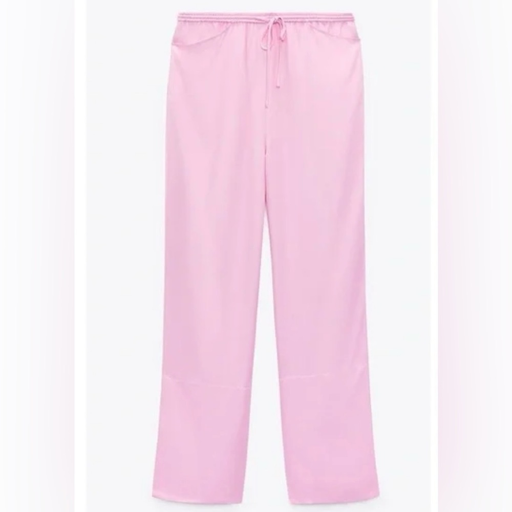 ZARA Satin Effect Wide Leg Trouser Pants